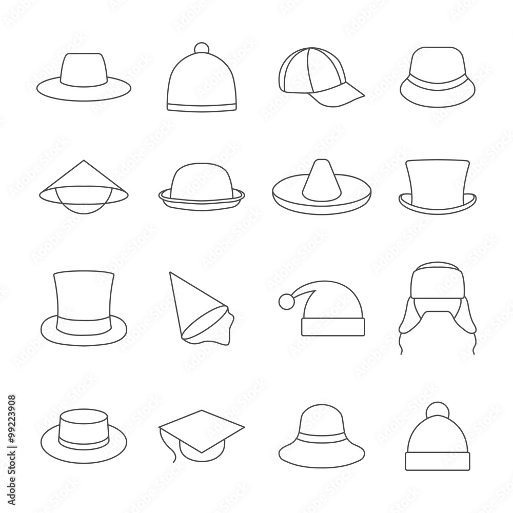 Icons hats, vector illustration. Icons hats, vector illustration.