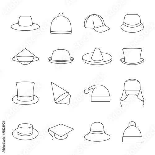 Icons hats, vector illustration.