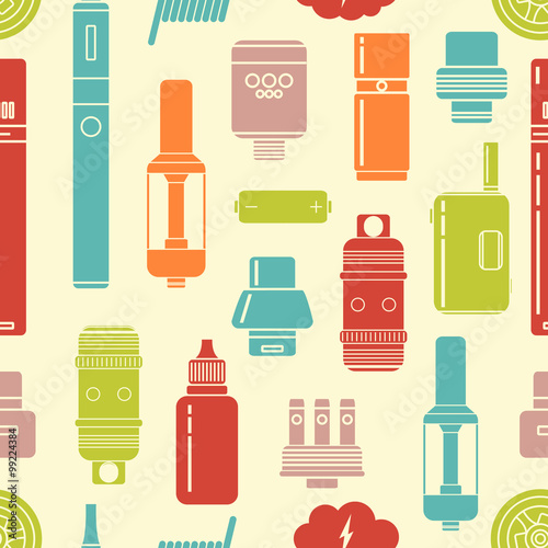 Vector seamless pattern of vaporizer and accessories.