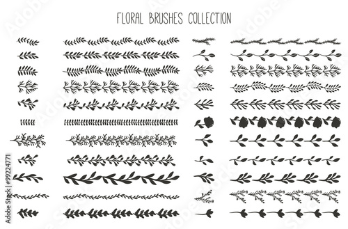 Collection of hand drawn vector brushes and decor elements.