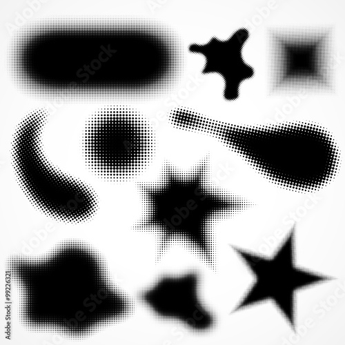 Set grunge halftone figures.