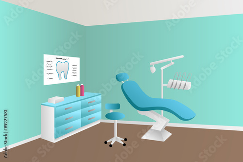 Dentist office clinic blue room illustration vector