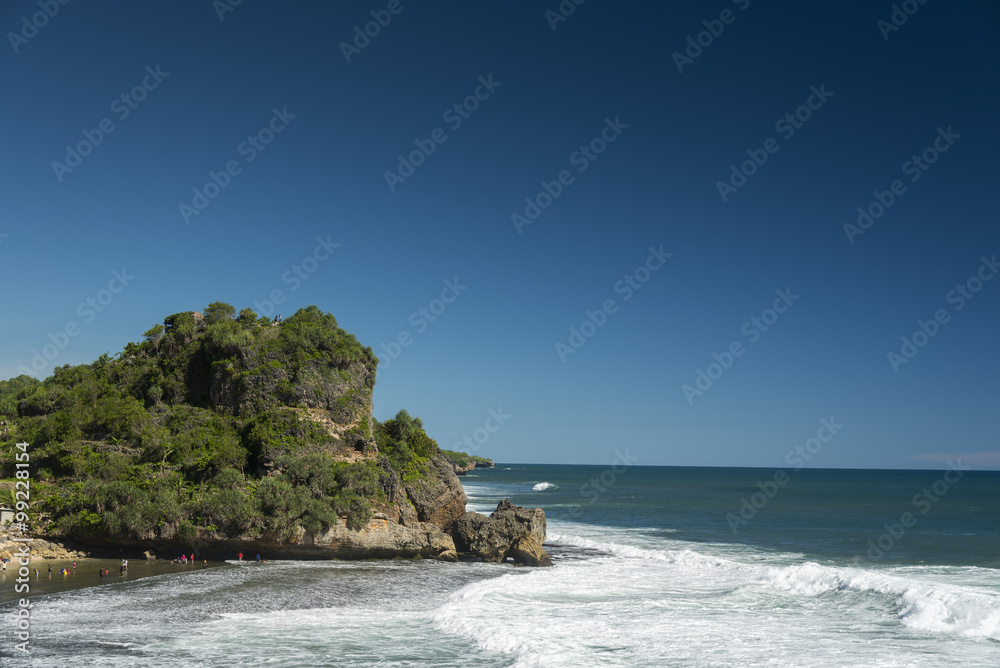 Fototapeta premium Waves of the beach Nguyahan, Yogyakarta, Java, Indonesia