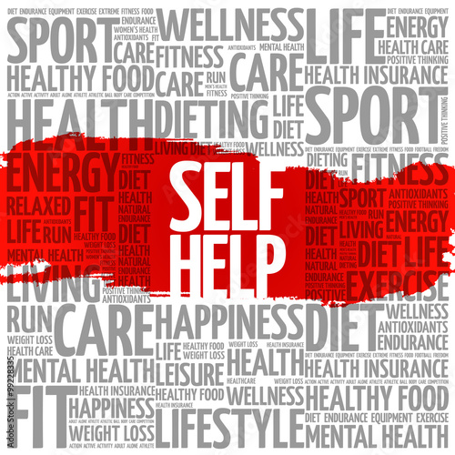 Self Help word cloud background, health concept