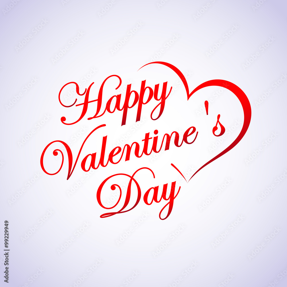 Beautiful lettering calligraphy red text. Calligraphy inscription Happy Valentine's Day hearts on a white background. Vector illustration EPS 10