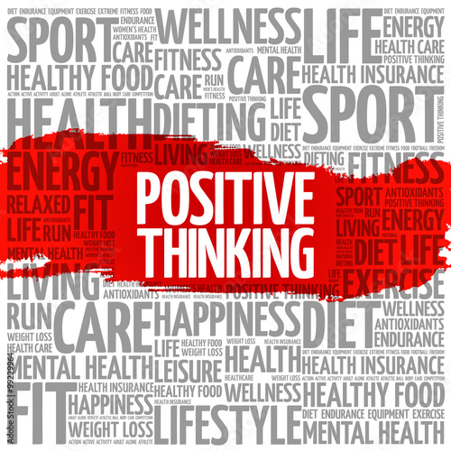 Positive thinking word cloud background, health concept