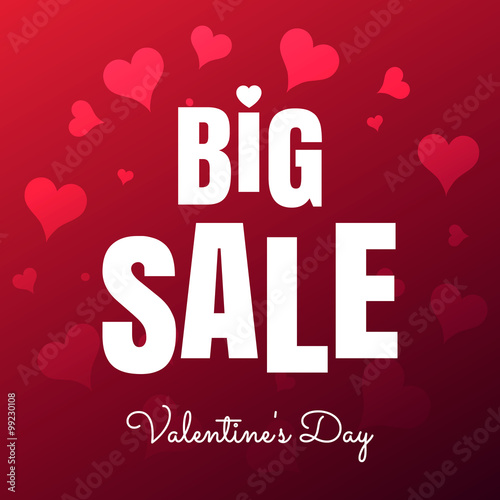 Wallpaper Mural Happy Valentine's Day big sale card with red realistic  banner heart on a red pink background. Vector illustration EPS 10 Torontodigital.ca