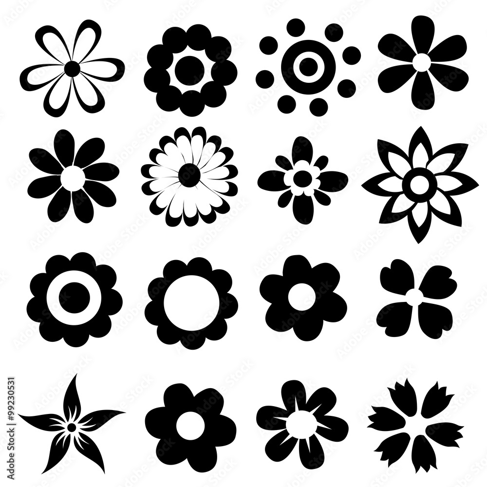 silhouettes of simple vector flowers silhouettes of simple vector flowers