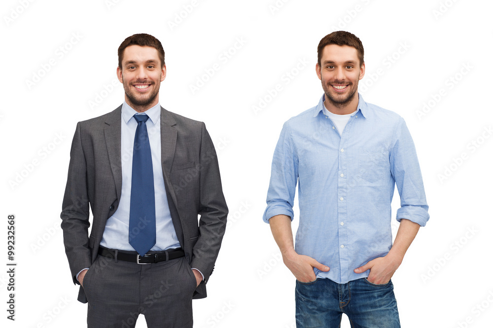 same man in different style clothes - obrazy, fototapety, plakaty 