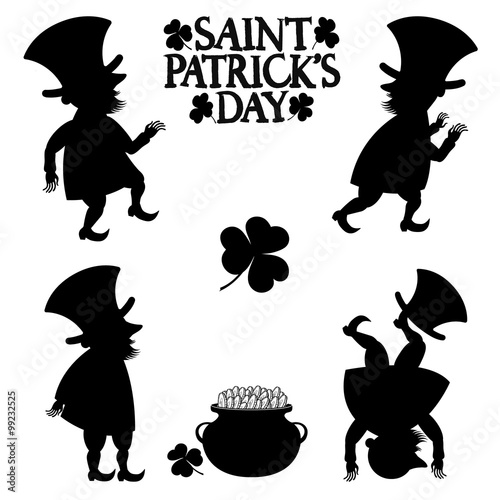 Black and white leprechaun figures