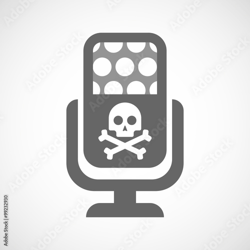 Isolated microphone icon with a skull
