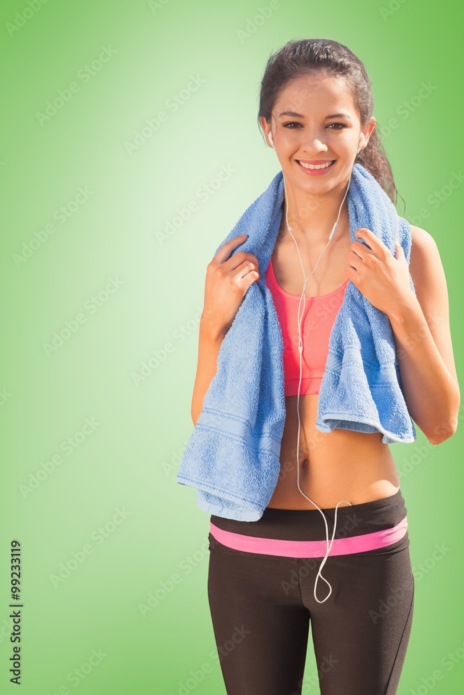 Beautiful healthy woman with towel around neck