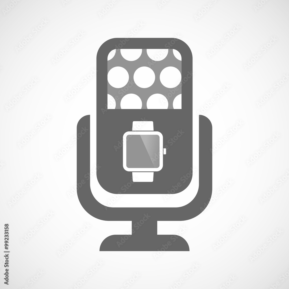Isolated microphone icon with a smart watch