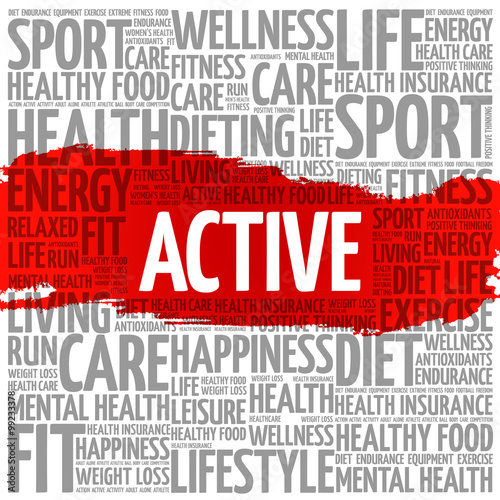 ACTIVE word cloud background, health concept