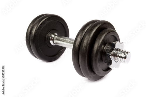 Fitness exercise equipment dumbbell weights on white background