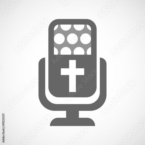 Isolated microphone icon with a christian cross