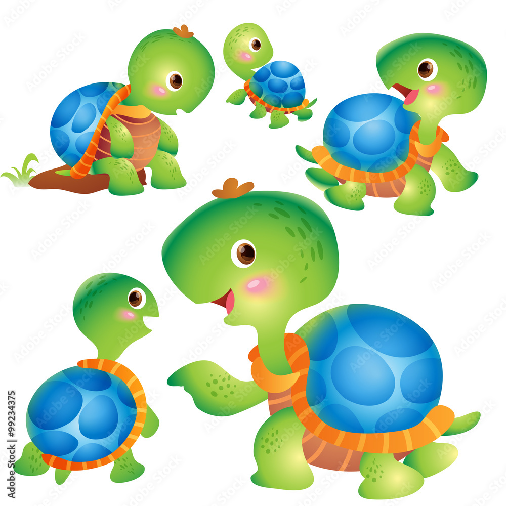 Cute turtle cartoon actions Cute turtle cartoon actions