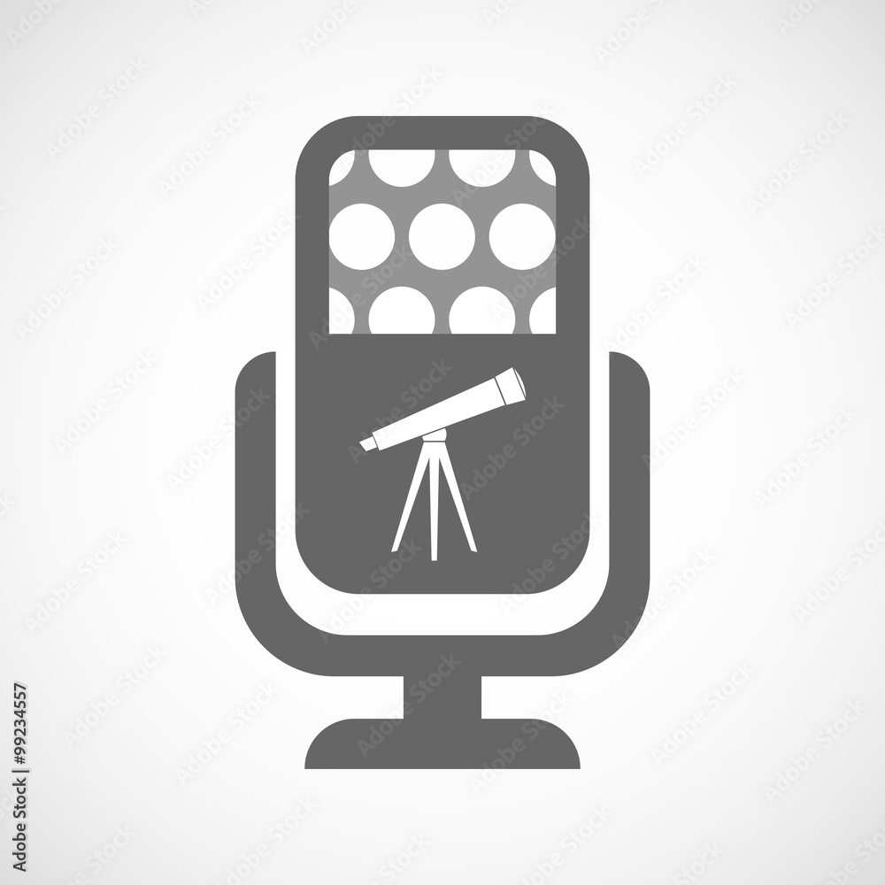 Isolated microphone icon with a telescope Isolated microphone icon with a telescope