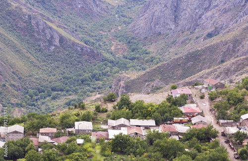 Mountain landscape. The landscape in Armenia (Tatev). A small village in the mountains. © nadezhdaabramian