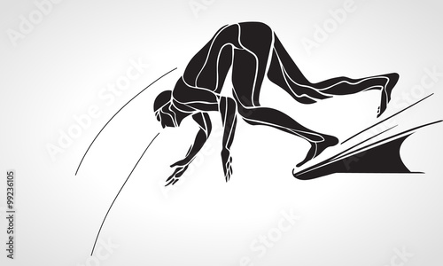 Swimmer At Starting Block Silhouette