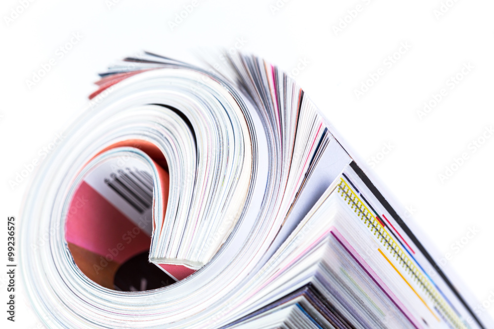 Close-up of magazine pages