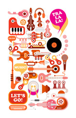 Papier peint photo Art abstrait Illustration vectorielle musique notes colorées  ©  danjazzia