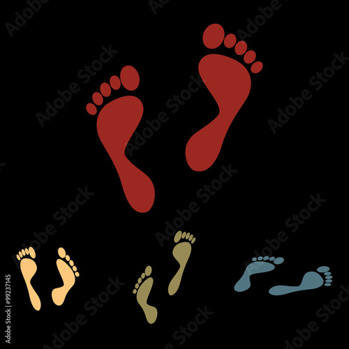 Foot prints icon set