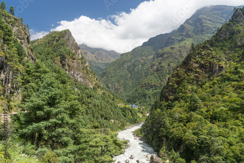 Everest region forest and river © skazzjy