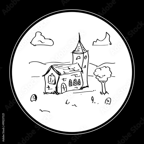 Simple doodle of a church