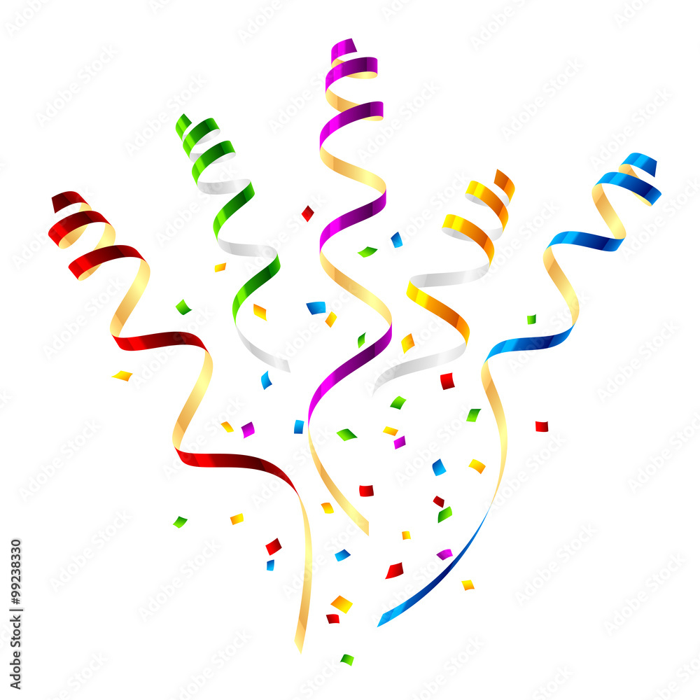 Surprise, party streamers with confetti Stock Vector