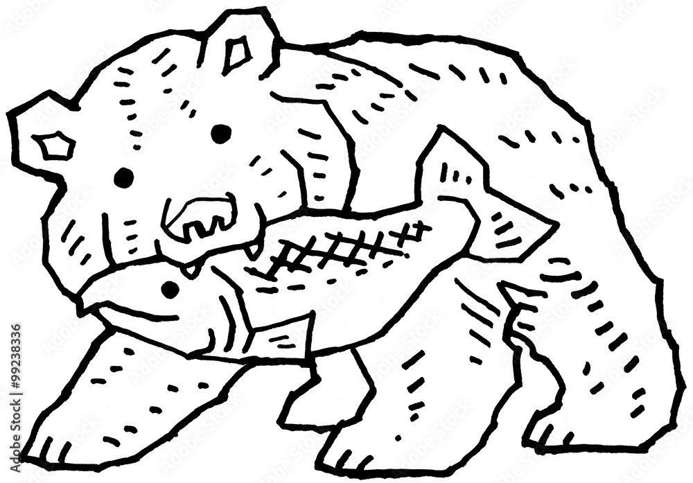 Fototapeta premium 木彫りの熊 モノクロ