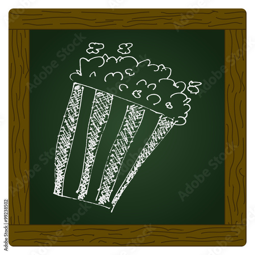 sketch drawing of a bucket of popcorn