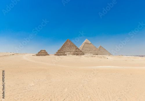 pyramids with a beautiful sky of Giza in Cairo  Egypt.