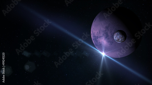 Fototapeta Naklejka Na Ścianę i Meble -  
Planet and Moon in space