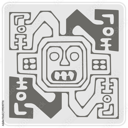 monochrome icon with Peruvian Indians art and ethnic ornaments for your design