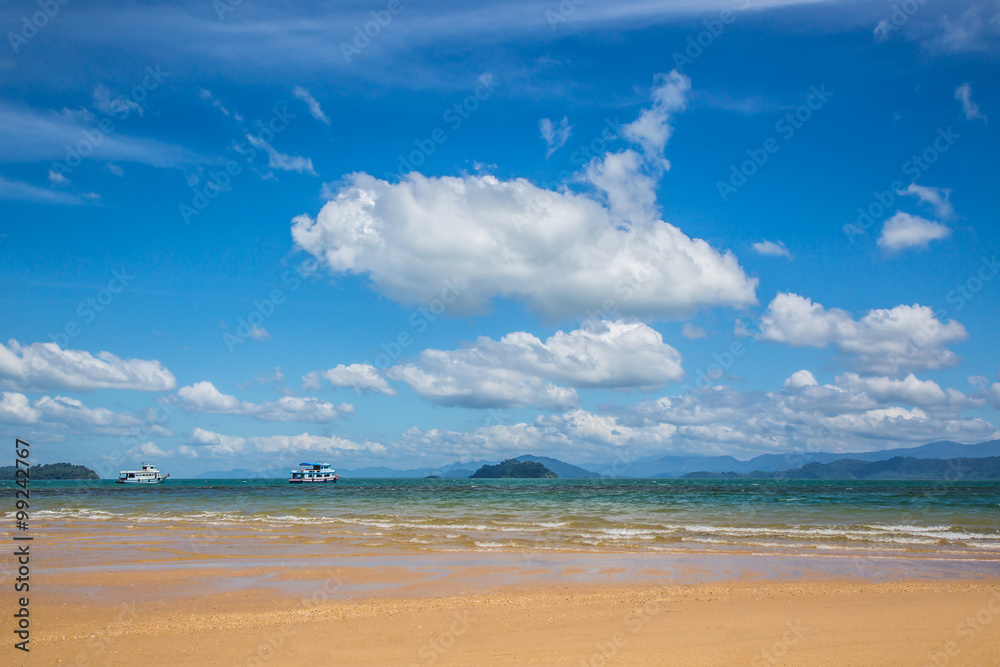 beach, sea, clouds and blue sky view background