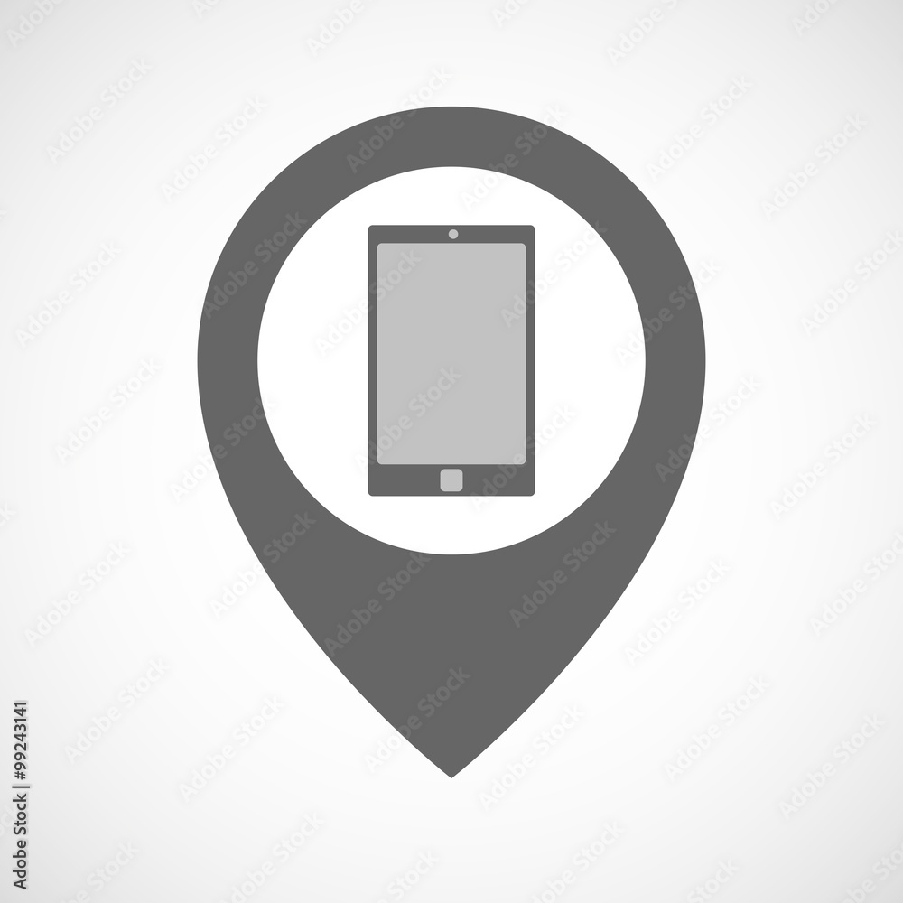 Isolated map marker with a smart phone Isolated map marker with a smart phone