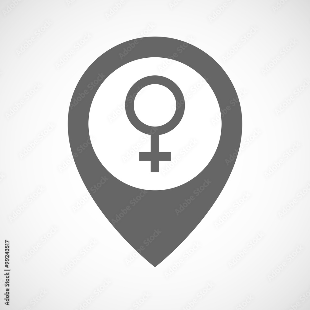 Isolated map marker with a female sign