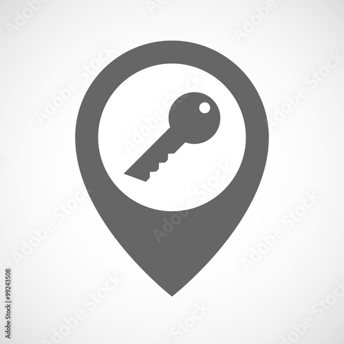 Isolated map marker with a key
