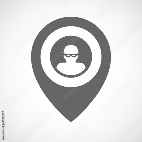 Isolated map marker with a thief