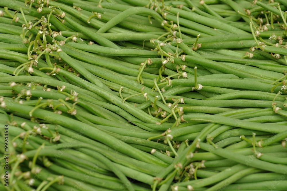 Pile of green beans at produce market Pile of green beans at produce market