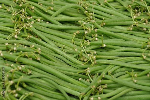 Pile of green beans at produce market