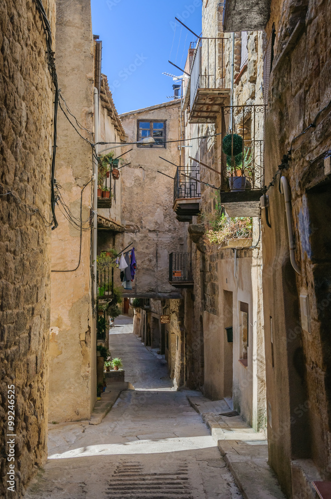 Medieval streets in Sant Joan de Horta, Spain