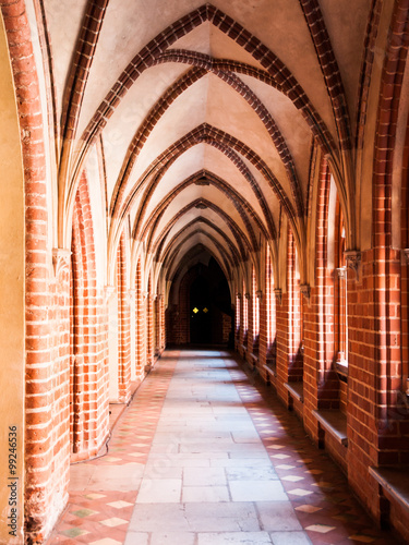 Cloister with gothic rib vault ceiling © pyty