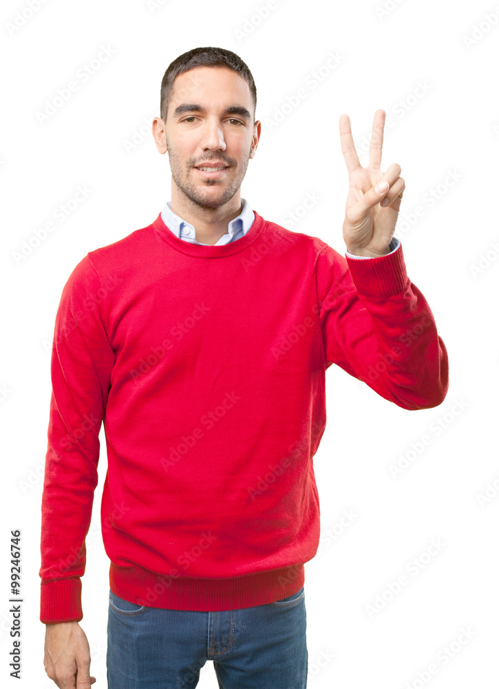 Man victory gesture Man victory gesture