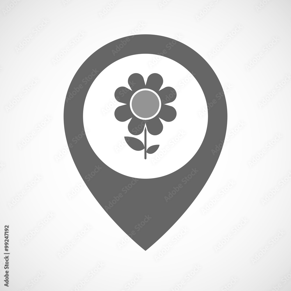 Isolated map marker with a flower Isolated map marker with a flower