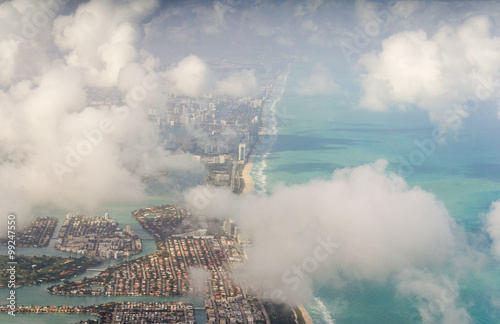 Miami Beach skyline as seen from airplane