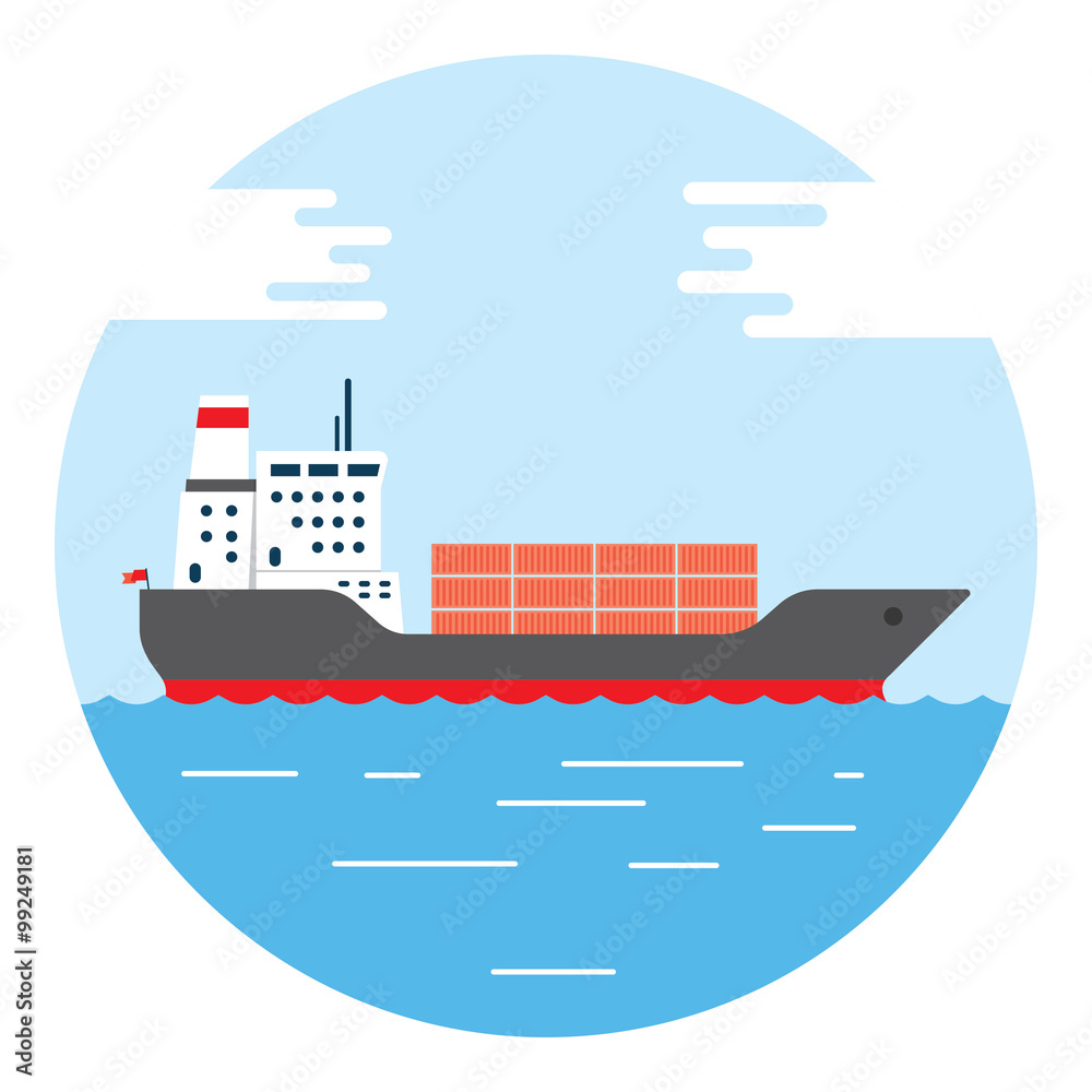 big dry cargo ship, Vector image
