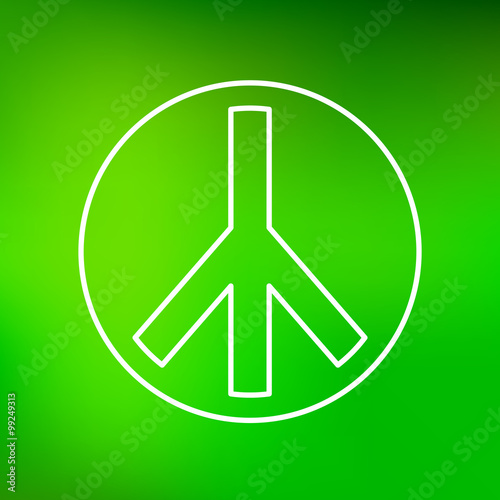 Peace icon. Peace sign. Peace symbol. Thin line icon on green background. Vector illustration.