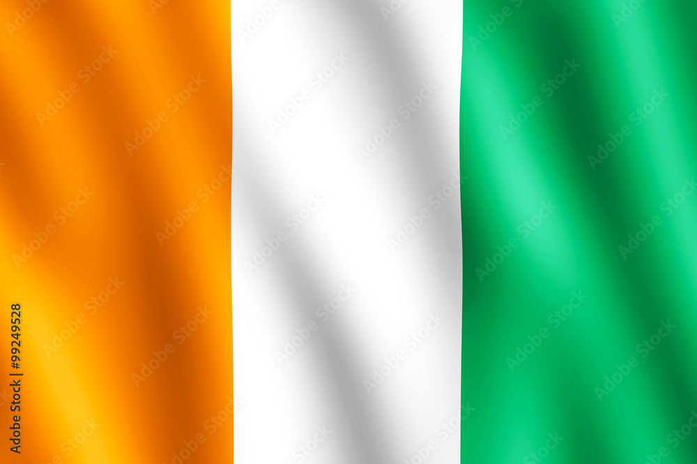 Flag of Cote d'Ivoire waving in the wind